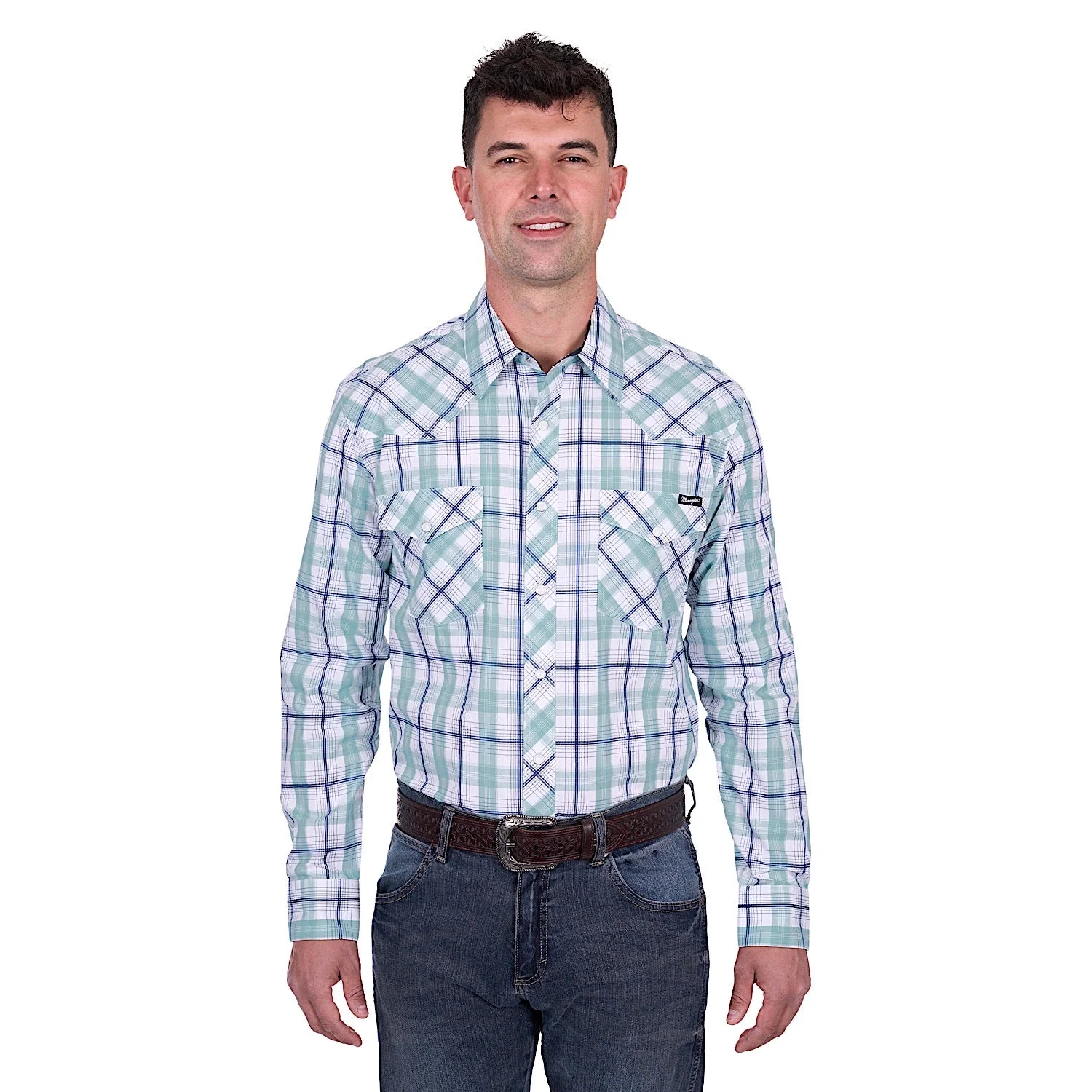 Wrangler Men's Jacob Shirt - Green/White - Image 2