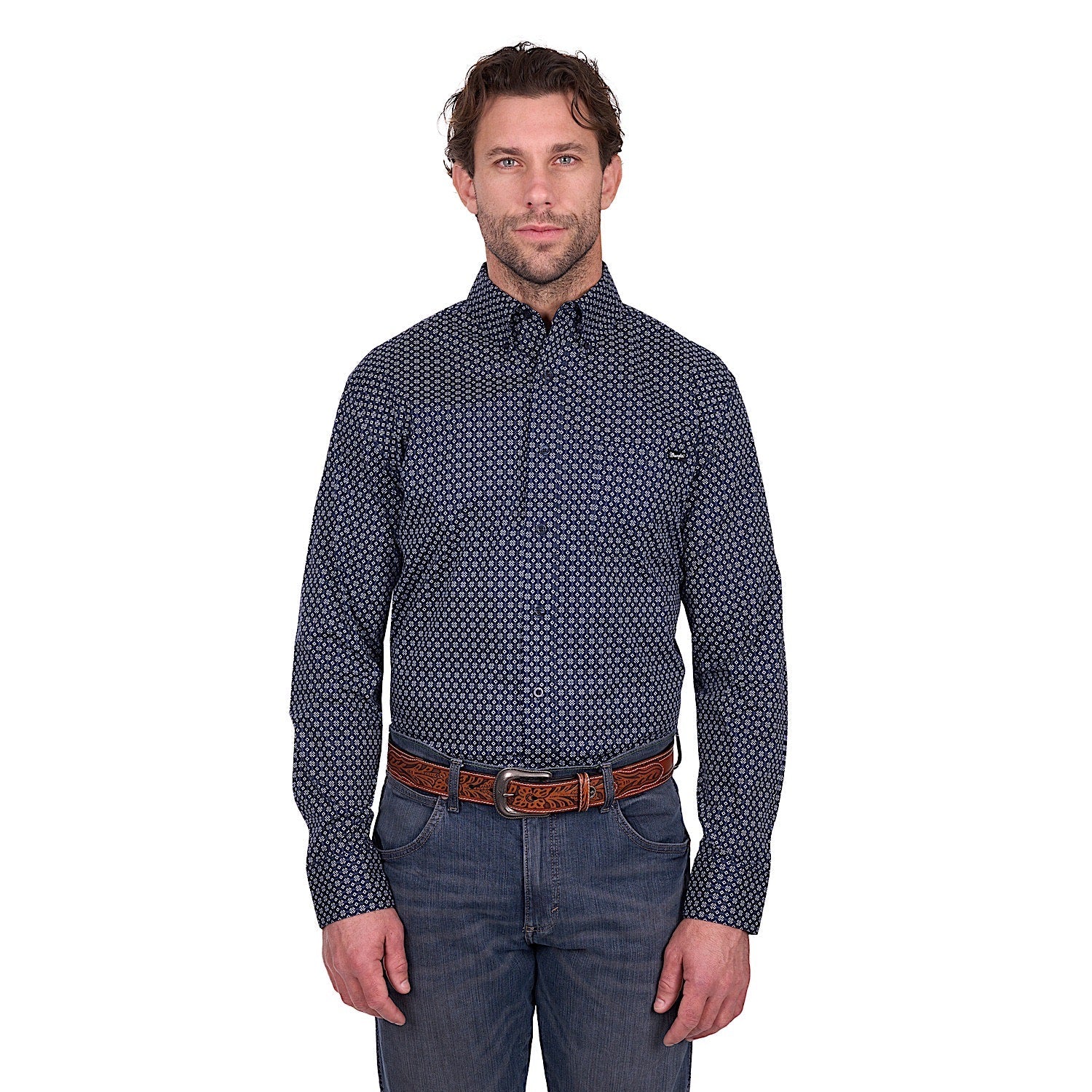 Wrangler Men's Jacob Shirt - Navy/Tan