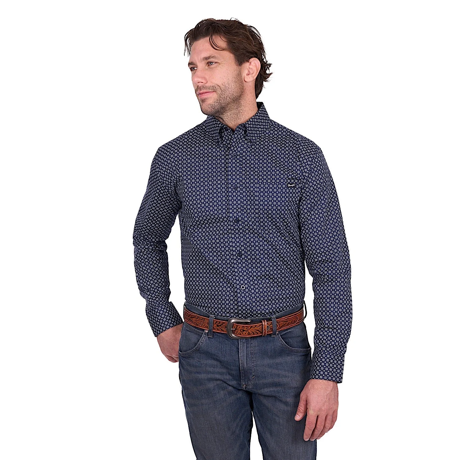 Wrangler Men's Jacob Shirt - Navy/Tan - Image 2