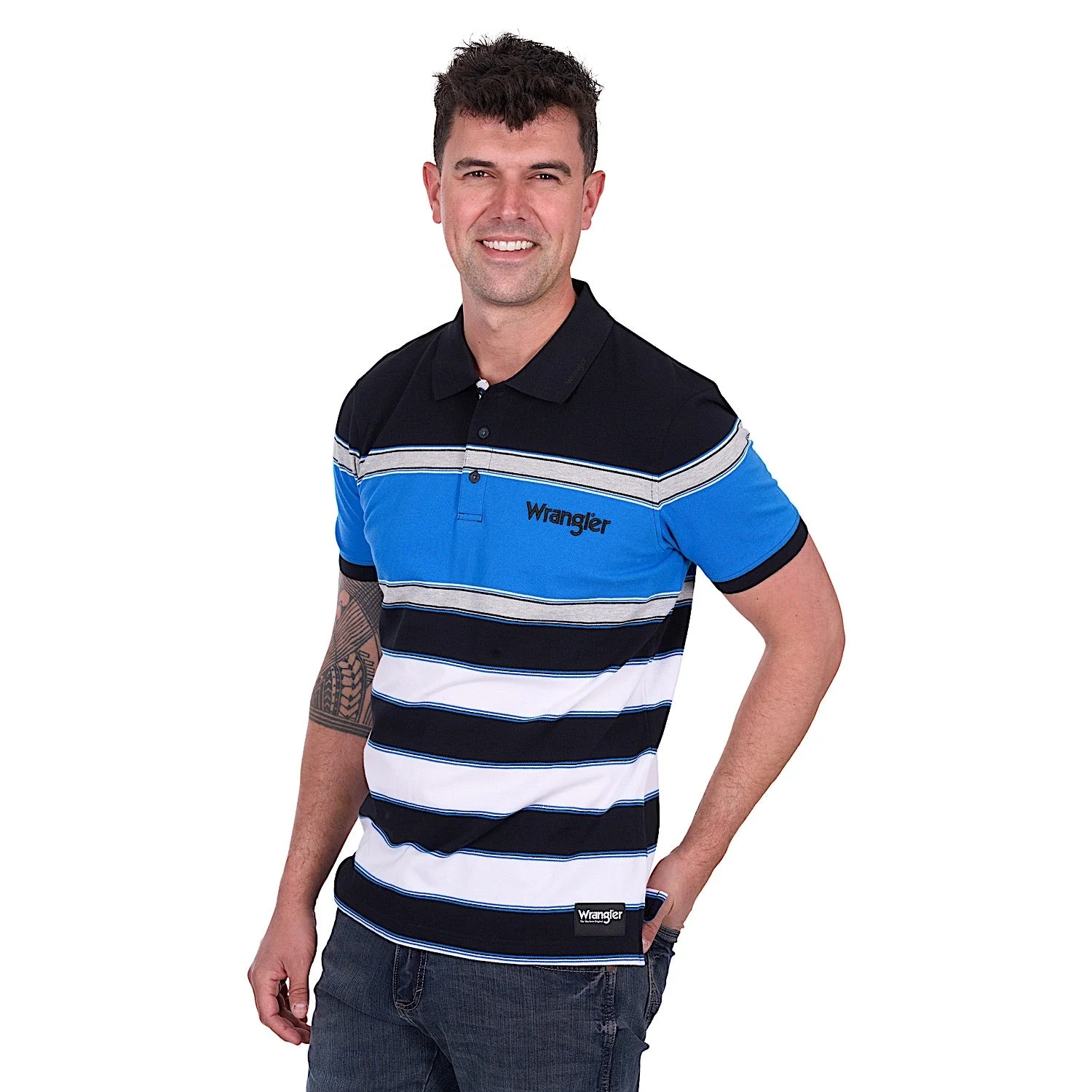 Wrangler Men's Lawrie Polo - Black/Royal