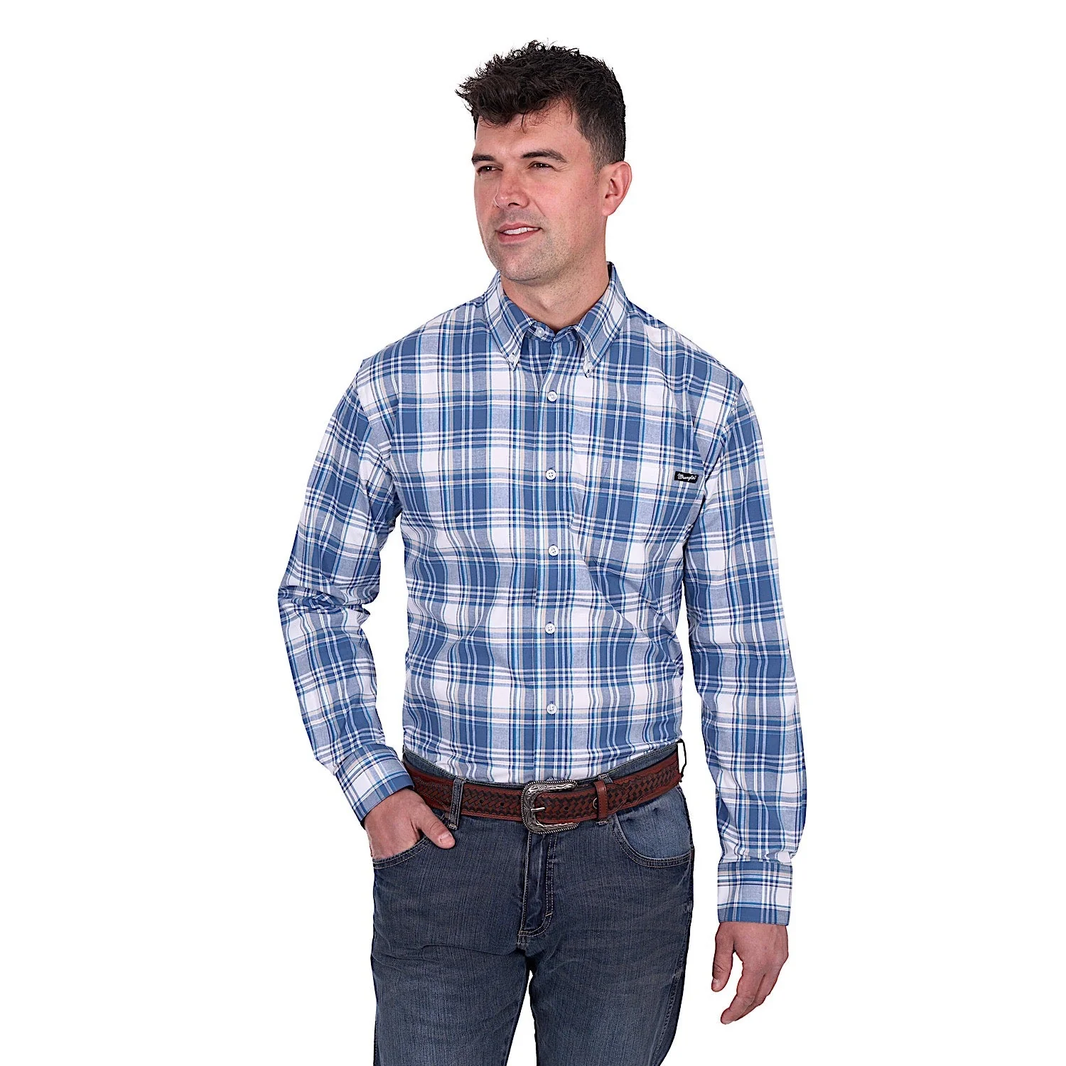 Wrangler Men's Ranger Shirt - Blue/Tan