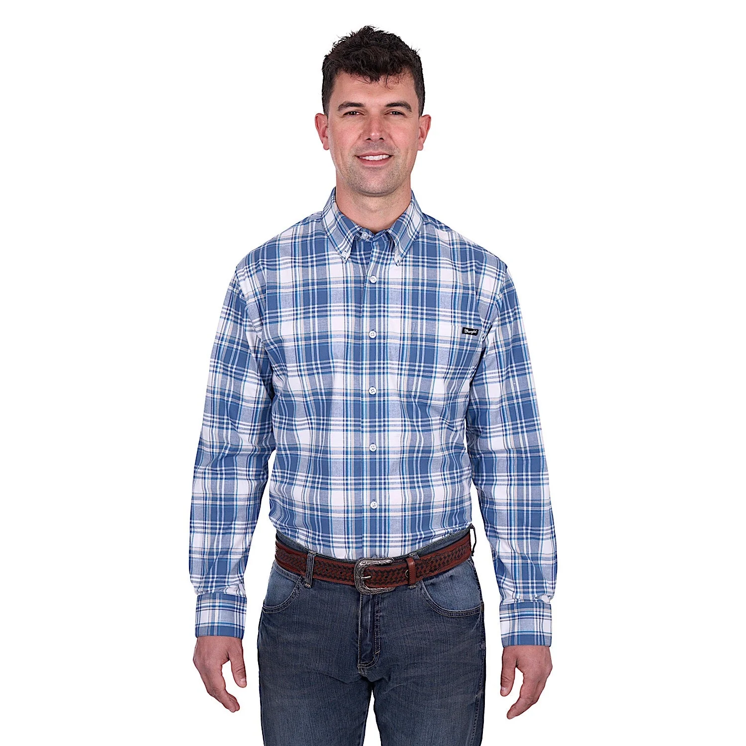 Wrangler Men's Ranger Shirt - Blue/Tan - Image 5