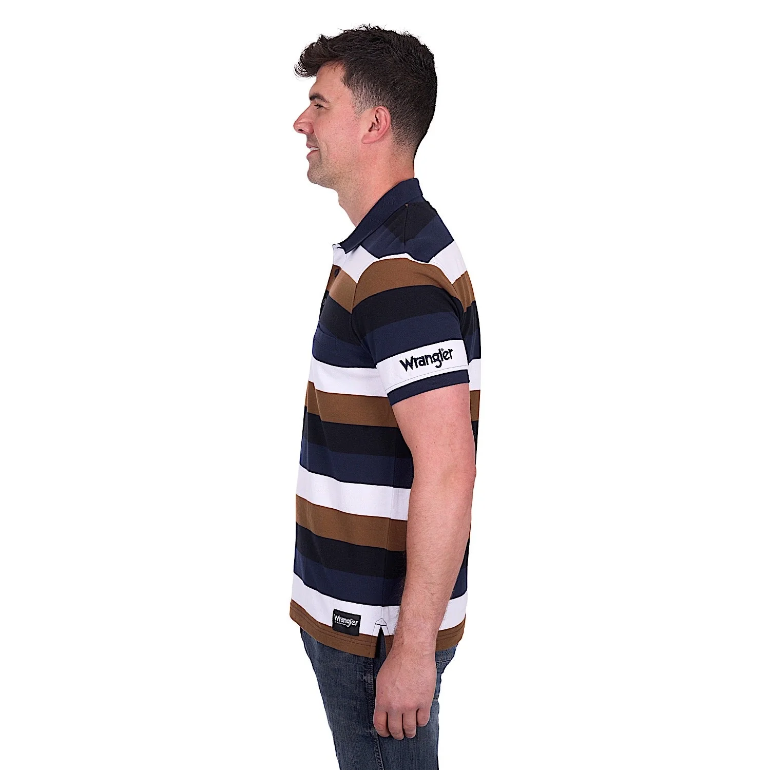 Wrangler Men's Walter Polo - Navy/Tan - Image 4