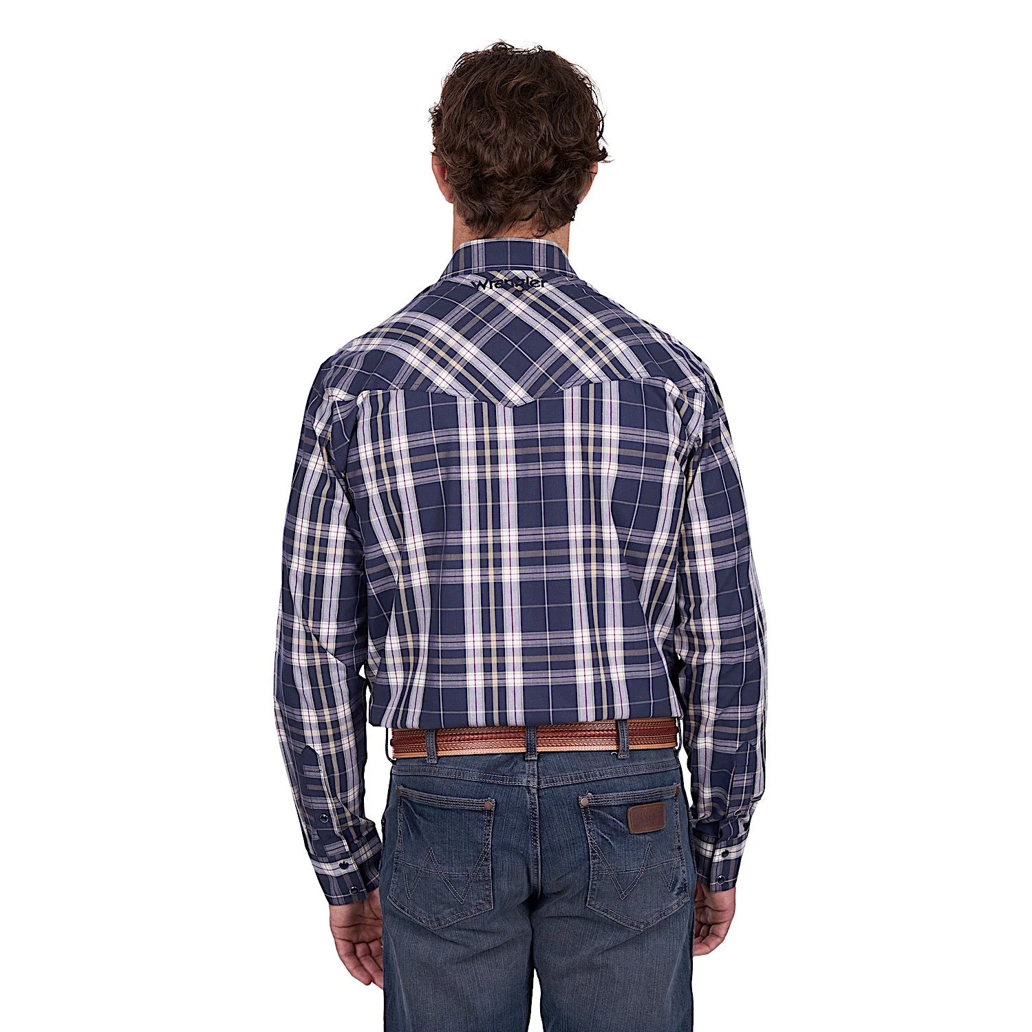 Wrangler Men's Wayne Logo Shirt - Navy/Tan - Image 4