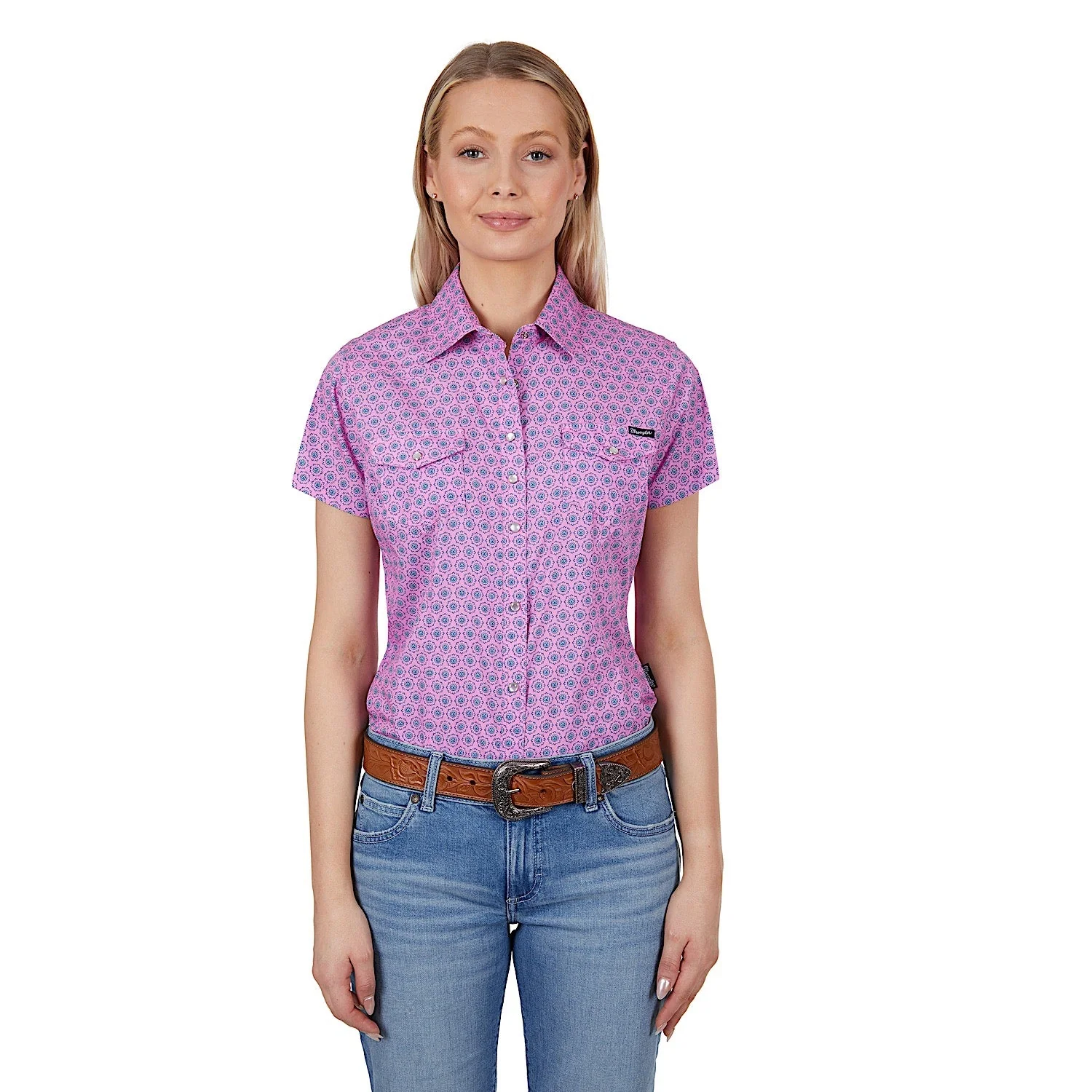 Wrangler Women's Carly Short Sleeve Shirt Pink - Image 2
