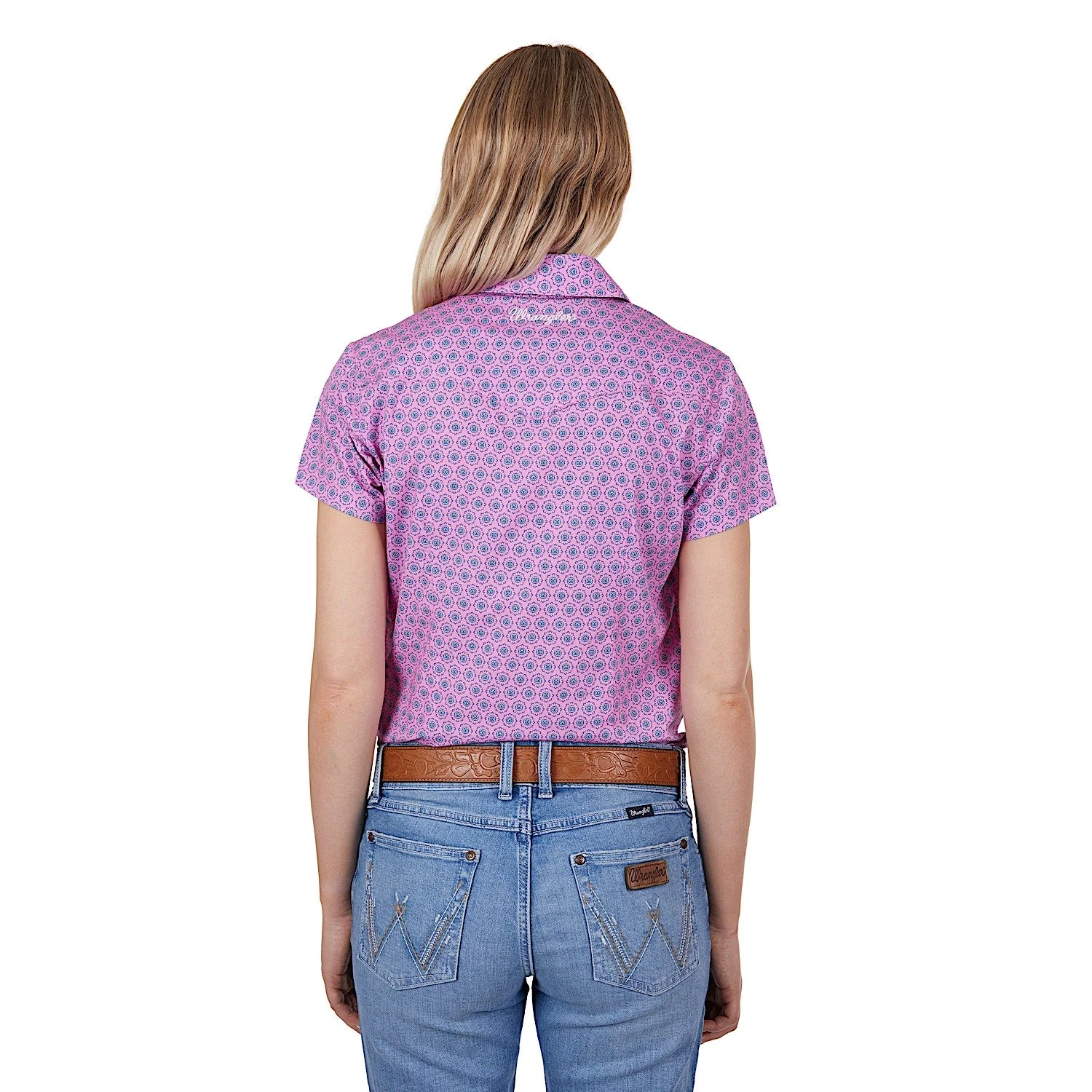 Wrangler Women's Carly Short Sleeve Shirt Pink - Image 4