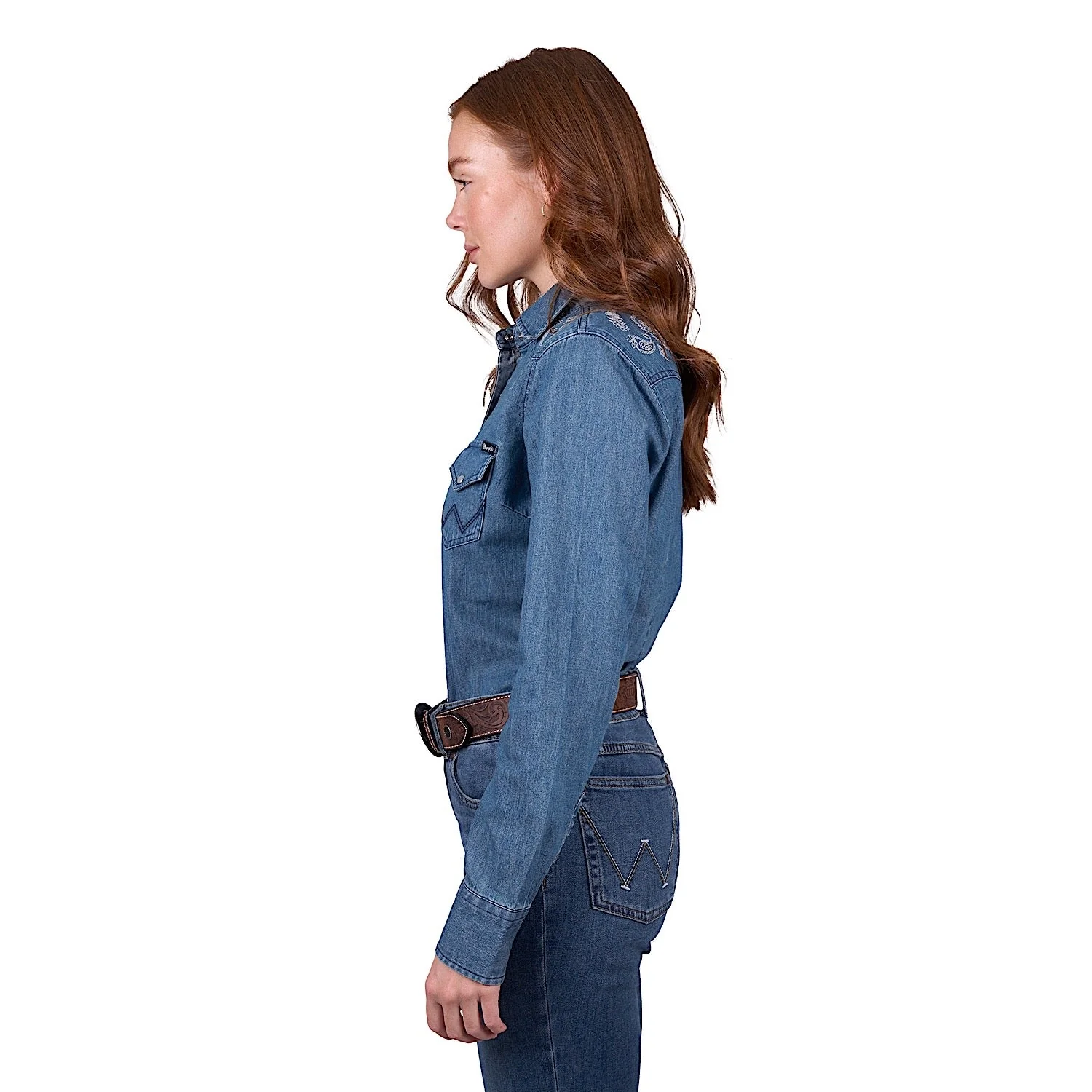 Wrangler Women's Chrissy Western Long Sleeve Shirt - Denim - Image 2