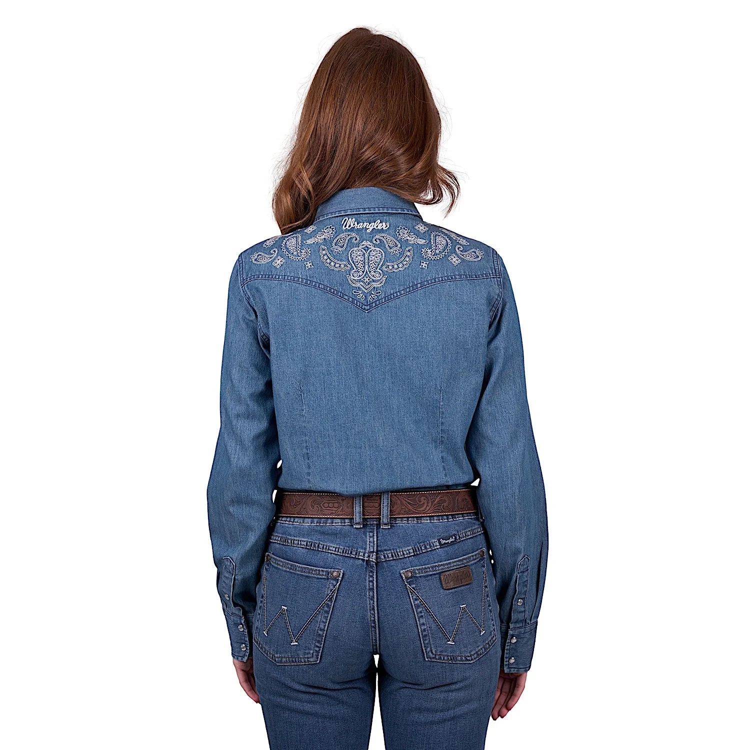 Wrangler Women's Chrissy Western Long Sleeve Shirt - Denim - Image 3