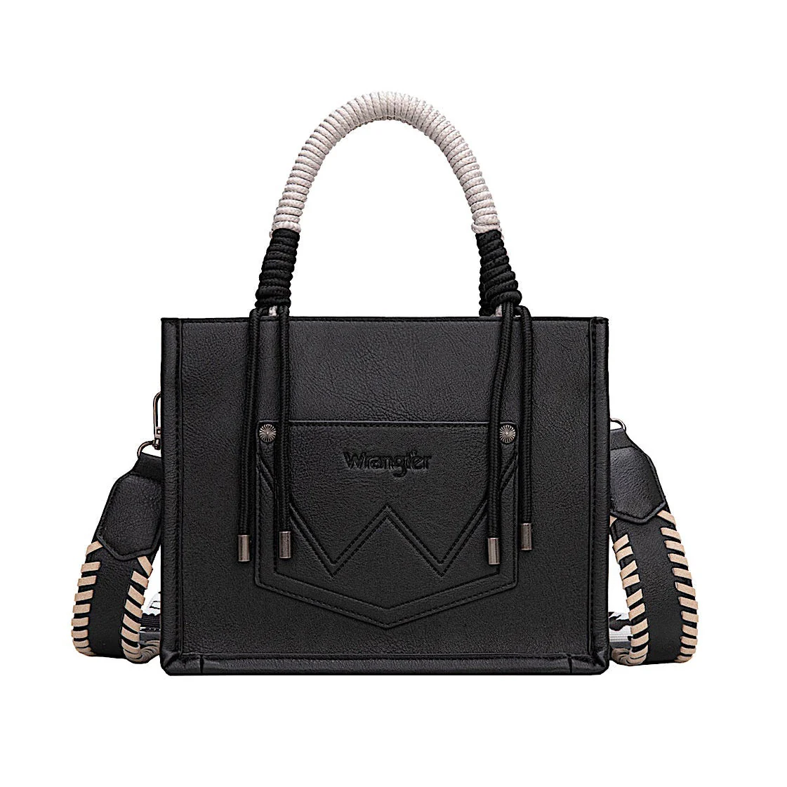 Wrangler Women's Cow Print Tassel Crossbody Bag - Black - Image 2