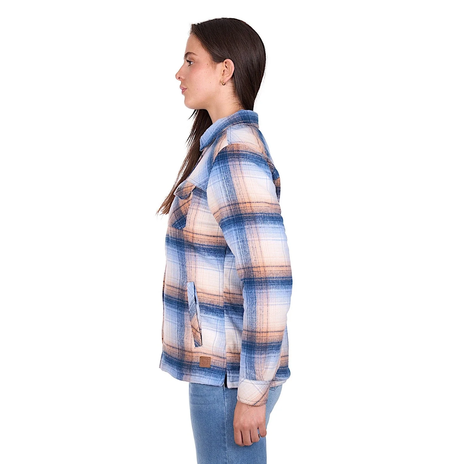 Wrangler Women's Darla Shirt Jacket - Blue/Clay - Image 3