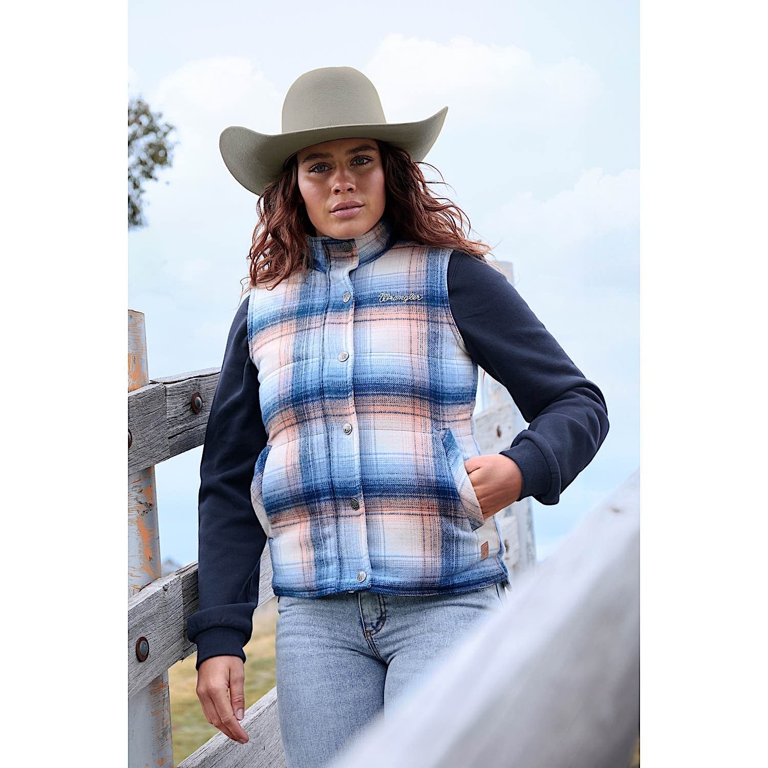 Wrangler Women's Darla Vest - Blue/Clay - Image 2