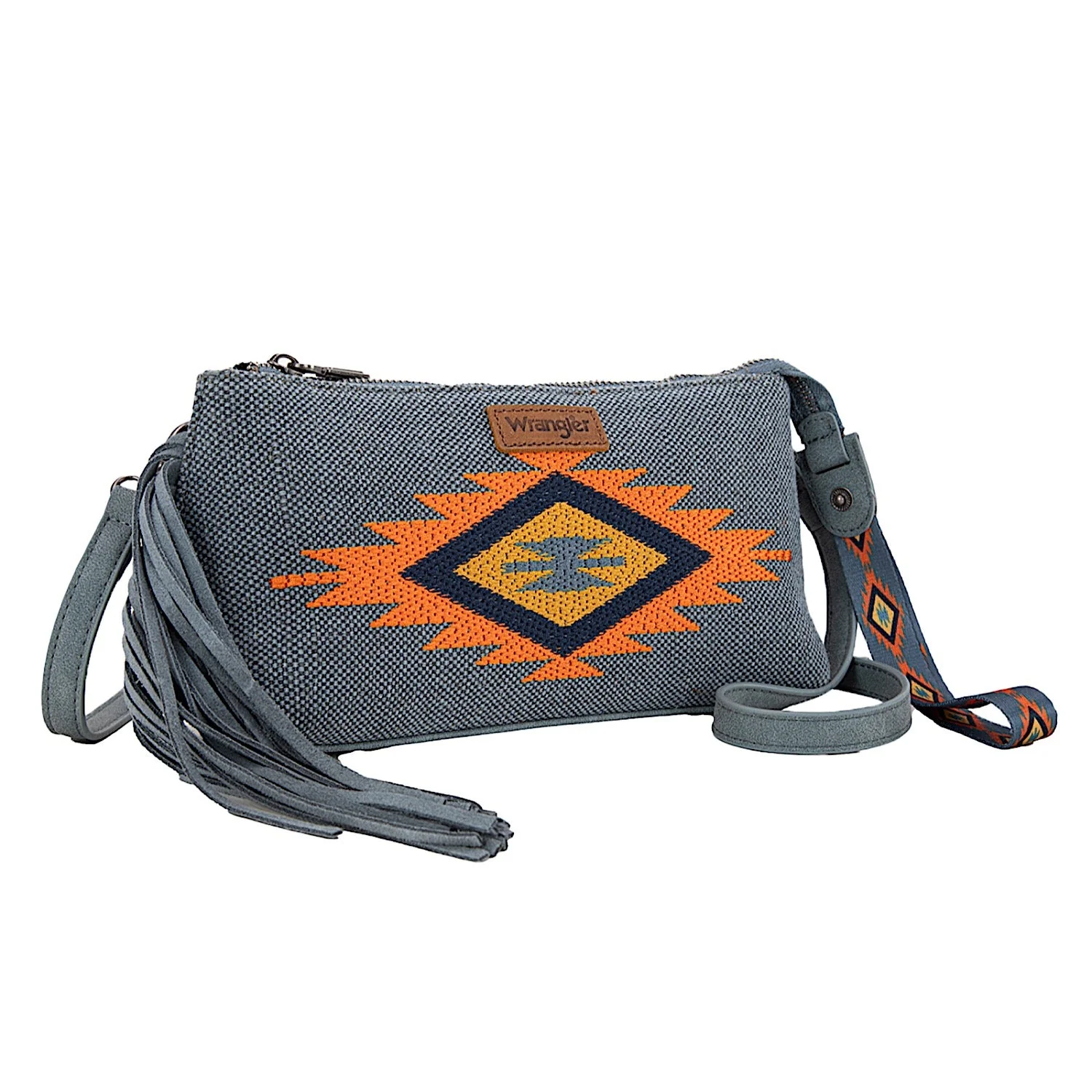 Wrangler Women's Embroidered Aztec Fringe Wrist - Blue