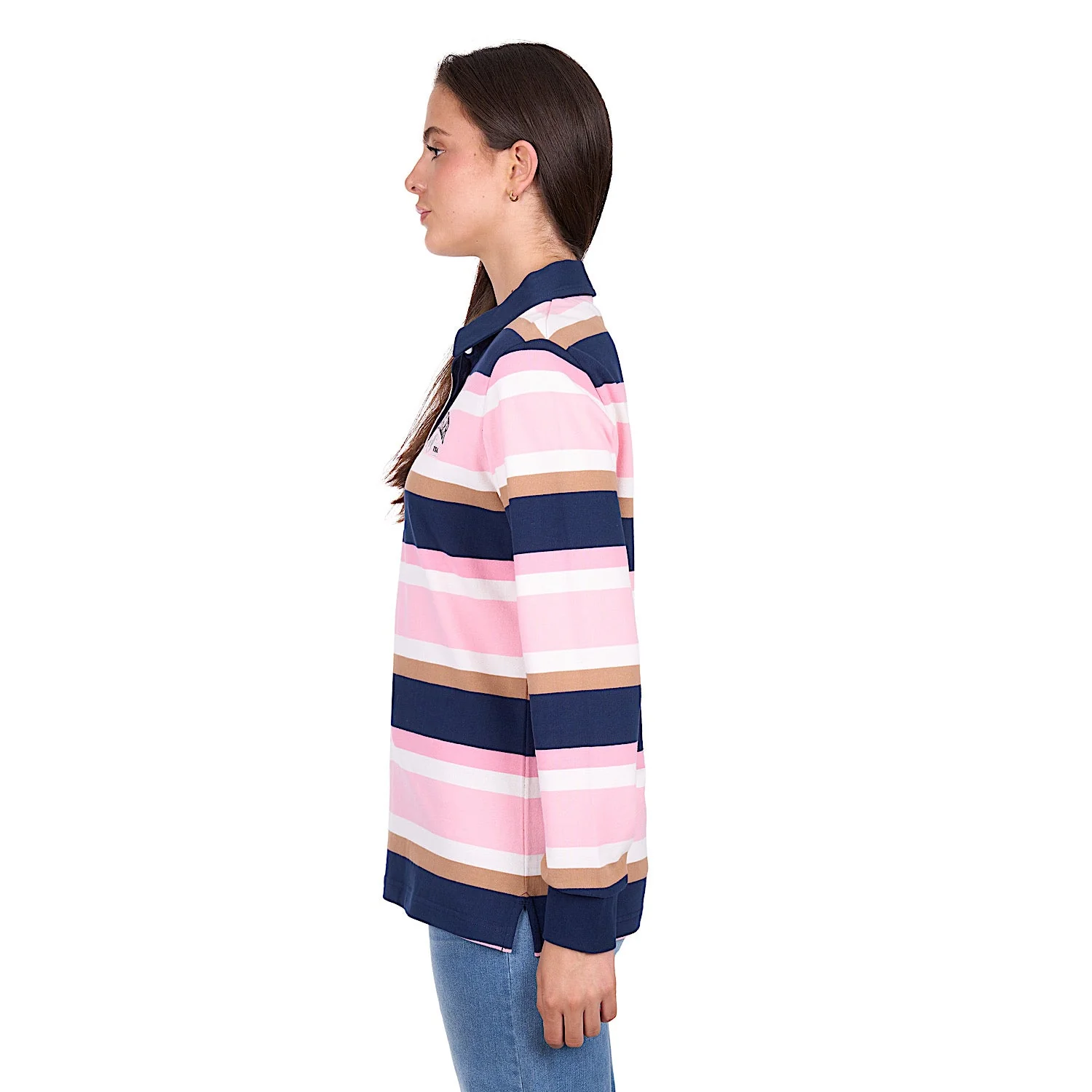 Wrangler Women's Hollie Rugby - Pink/Navy - Image 3