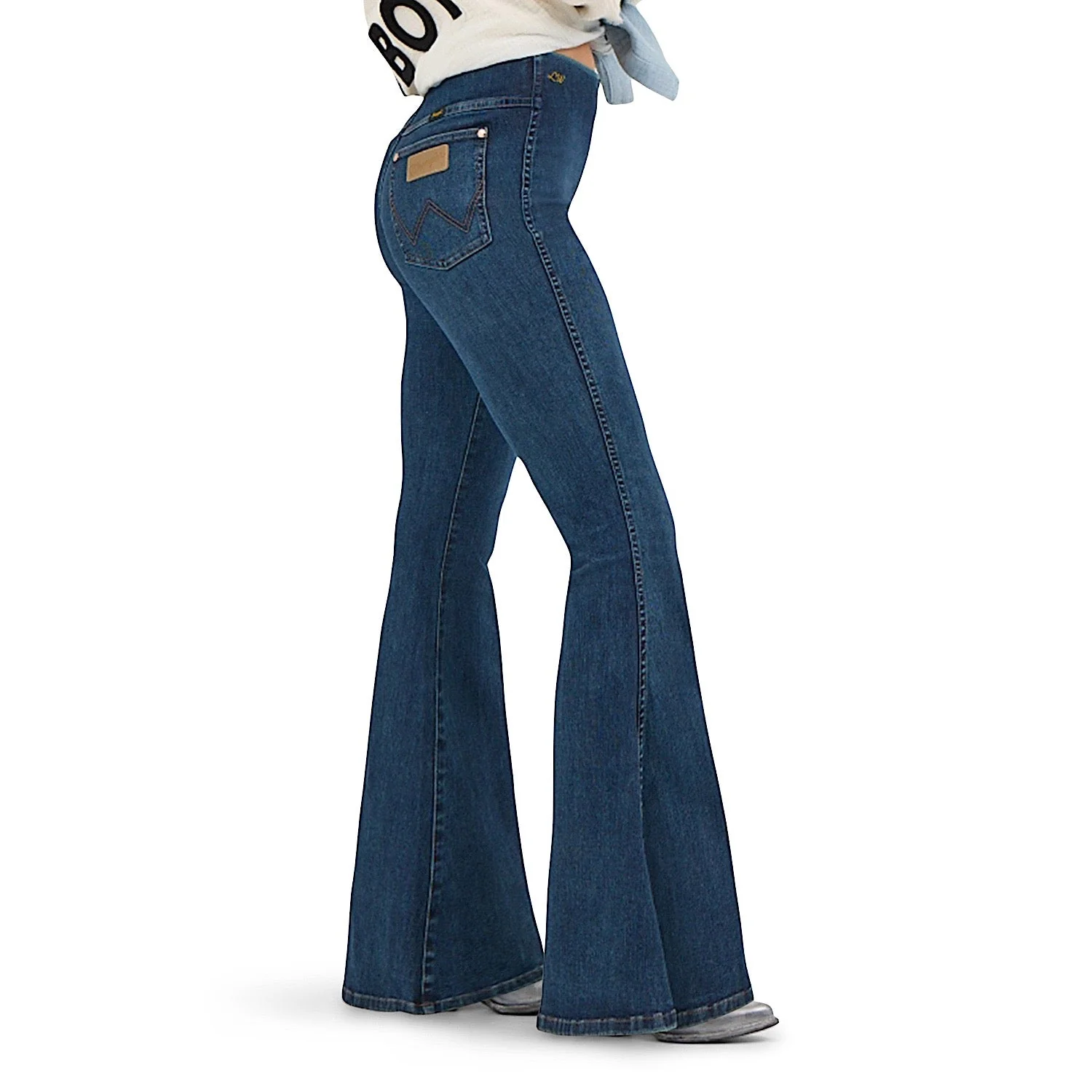 Wrangler X Lainey Wilson Women's Pull On Bell Bottom Jean - Dark Denim Wash - Image 3